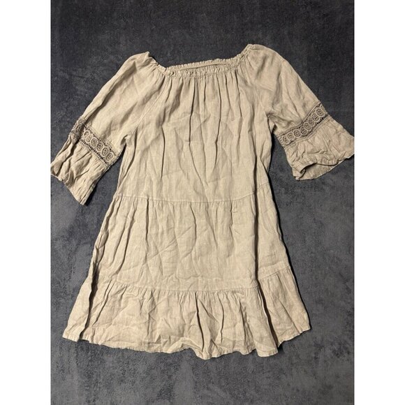 Terzo Millennio Womens Linen Off The Shoulder Tiered Dress Sz Large - Picture 5 of 5